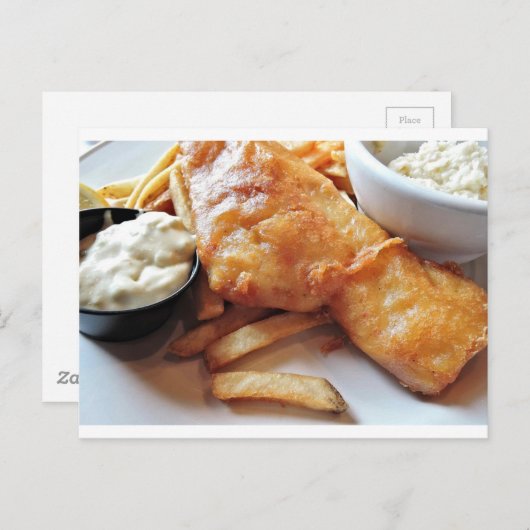 Fische und Chips Postkarte (Vorne/Hinten)