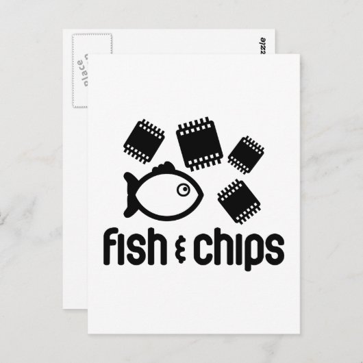 Fische und Chips Postkarte (Vorne/Hinten)