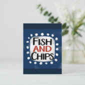 Fische und Chips Postkarte (Stehend Vorderseite)