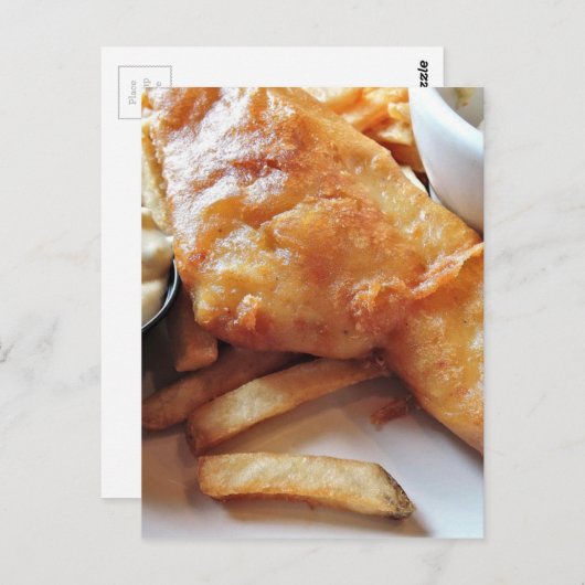 Fische und Chips Postkarte (Vorne/Hinten)