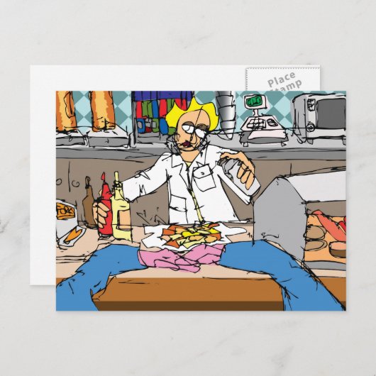 Fische und Chips Postkarte (Vorne/Hinten)