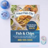 Fische und Chips | Restaurant mit Meeresfrüchten | Flyer (Einzeln)