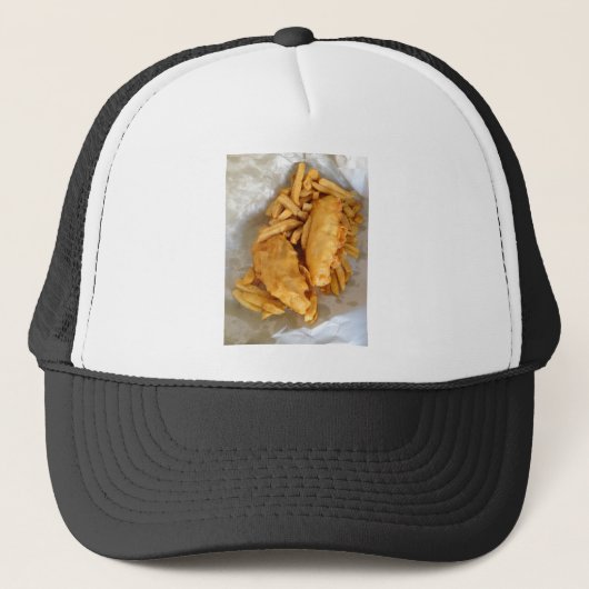 Fische und Chips Truckerkappe (Vorderseite)