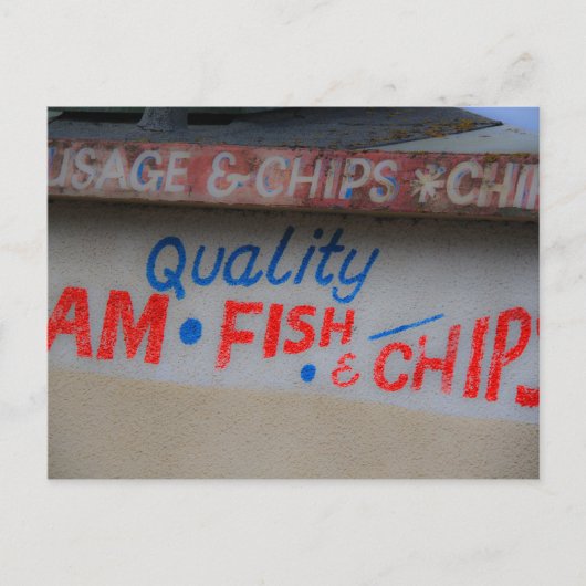 Fische und Chips Unterschreiben Postkarte (Vorderseite)