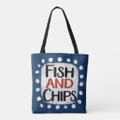 Fische und Chips zu Tasche (Rückseite)