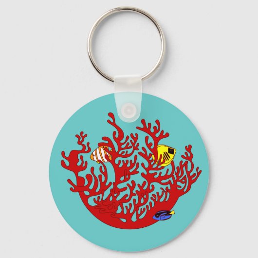Fische und Coral Doodle Art Schlüsselanhänger (Vorderseite)