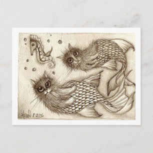 Fische und Haustiere Postkarte