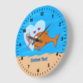 Fische und Köder in der Liebe Große Wanduhr (Winkel)