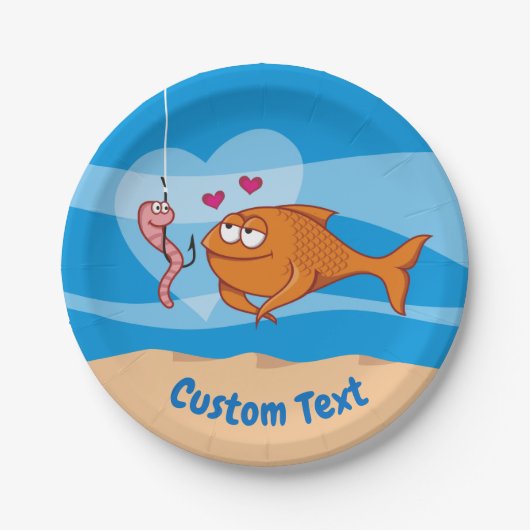 Fische und Köder in Liebe Papier Plättchen Pappteller (Vorderseite)