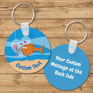 Fische und Köder in Liebe Schlüsselanhänger