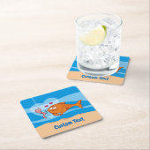 Fische und Köder in Liebe Square Paper Untersetzer (Vor Ort)