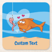 Fische und Köder in Liebe Square Paper Untersetzer (Vorderseite)