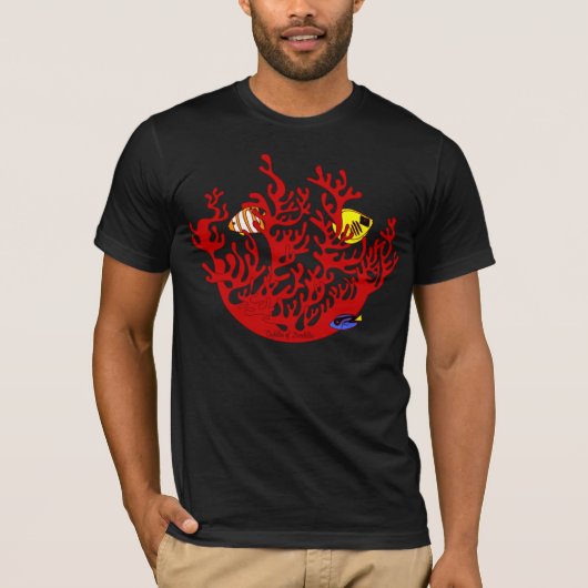 Fische und Korallen-Gekritzel-Kunst-T - Shirt (Vorderseite)