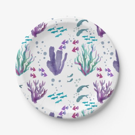 Fische und Korallengewässer Pappteller (Vorderseite)