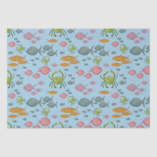 Fische und Krebse Seidenpapier (Vorderseite)