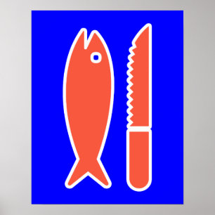Fische und Messer Poster
