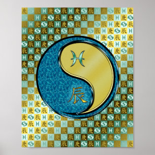 Fische und Metalldrache Poster
