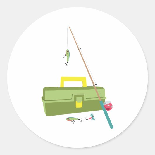 Fische und Tackle Box Runder Aufkleber (Vorderseite)