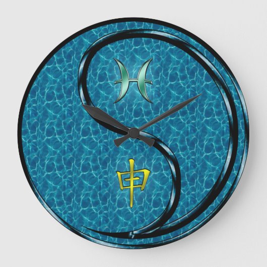 Fische und Wasseraffe Große Wanduhr (Vorderseite)