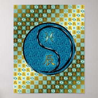 Fische und Wasserdrache Poster