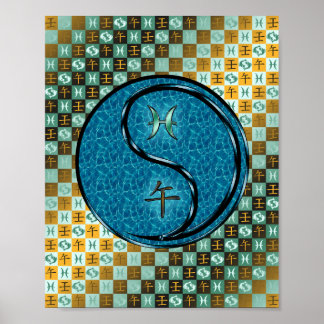 Fische und Wasserpferde Poster