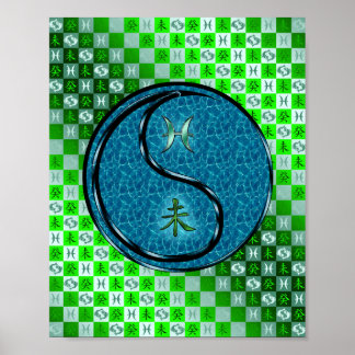 Fische und Wasserziege Poster