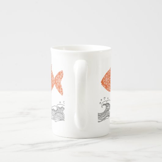 Fische und Wellen Porzellantasse (Rückseite)