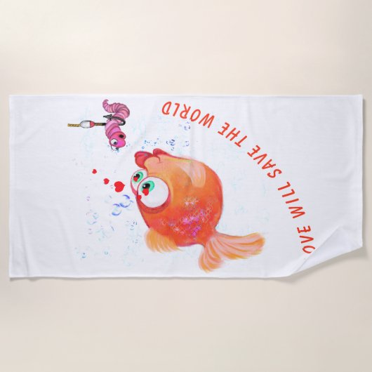Fische und Wurm - Liebe Rette die Welt - Strandtuch (Vorderseite)