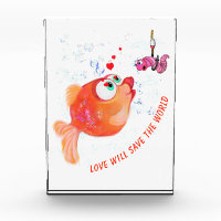 Fische und Wurm Liebe Romantischer Cartoon Zeichne
