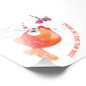 Fische und Wurm Liebe Romantischer Cartoon Zeichne Fotodruck (Ecke)