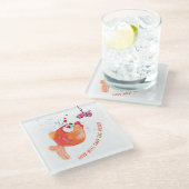 Fische und Wurm Liebe Untersetzer Cartoon (Schrägansicht)