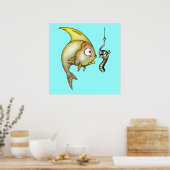 Fische und Wurm Poster (Küche)