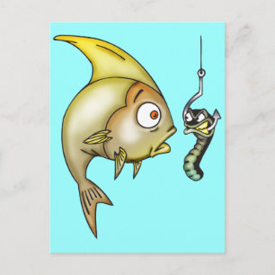 Fische und Wurm Postkarte