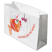 Fische und Wurmbeutel Große Geschenktüte (Rückseite Schrägansicht)