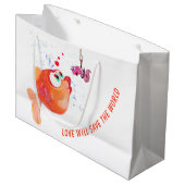 Fische und Wurmbeutel Große Geschenktüte (Vorderseite Schrägansicht)