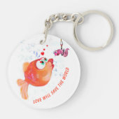 Fische und Wurmfische Liebe Romantischer Cartoon S Schlüsselanhänger (Rückseite)