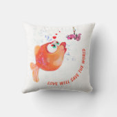 Fische und Wurmkissen - Benutzerdefinierter Text Kissen (Rückseite)