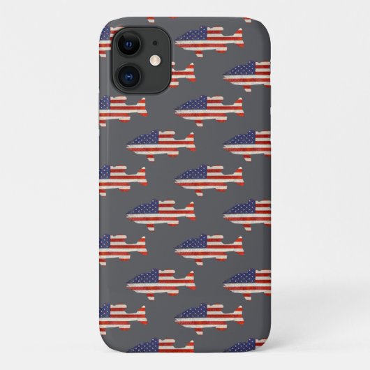 Fische unter amerikanischer Flagge auf grau Case-Mate iPhone Hülle (Rückseite)