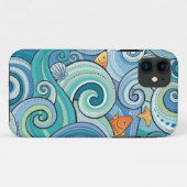 Fische unter dem Wellen-Muster Case-Mate iPhone Hülle (Rückseite (Horizontal))