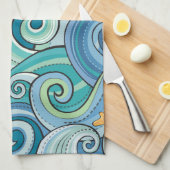 Fische unter dem Wellen-Muster Geschirrtuch (Viertel Falte)