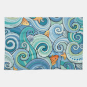 Fische unter dem Wellen-Muster Geschirrtuch (Horizontal)
