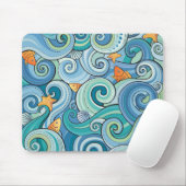 Fische unter dem Wellen-Muster Mousepad (Mit Mouse)