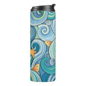 Fische unter dem Wellen-Muster Thermosbecher (Nach links gedreht)