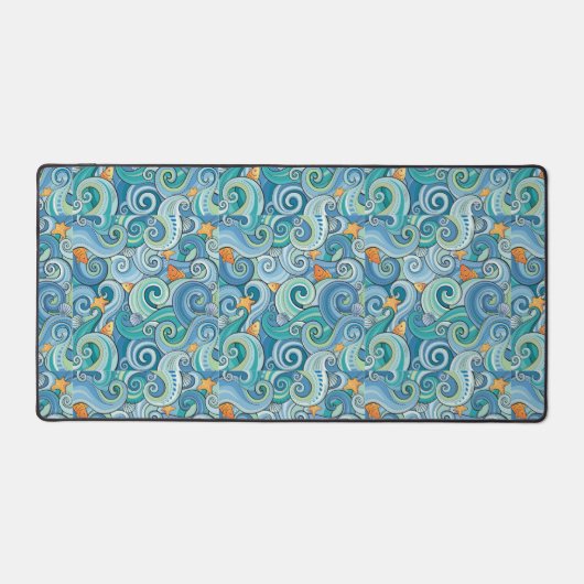 Fische unter dem Wellenmuster Schreibtischunterlage (Vorderseite)
