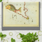 Fische, Vintager Sternbild Urania-Spiegel Geschirrtuch (Gefaltet)
