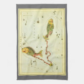 Fische, Vintager Sternbild Urania-Spiegel Geschirrtuch (Vertikal)