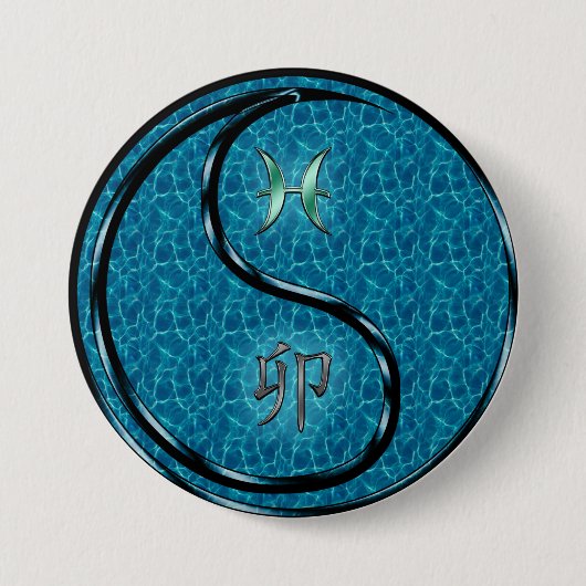 Fische & Wasser Kaninchen Button (Vorderseite)