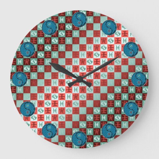 Fische & Wasser-Tiger Große Wanduhr (Vorderseite)