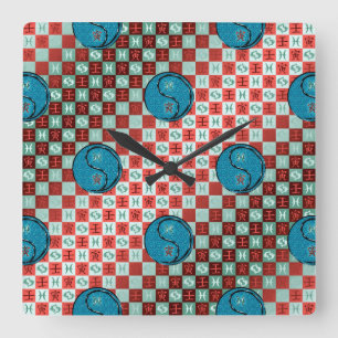 Fische & Wasser-Tiger Quadratische Wanduhr