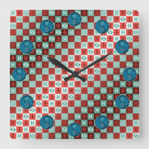 Fische & Wasser-Tiger Quadratische Wanduhr